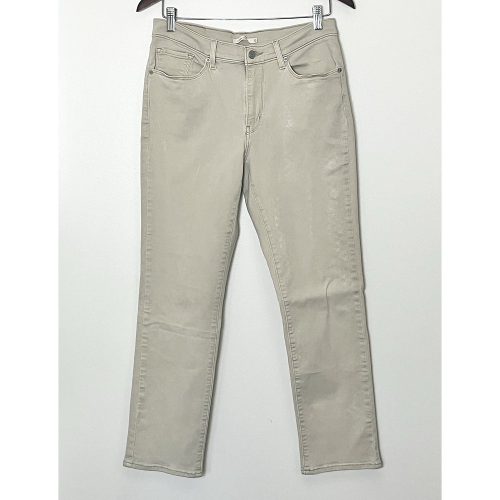 Levi's Classic Straight Jeans Women's 10 Tan Beige Stretch Preppy Equestrian - Picture 2 of 6